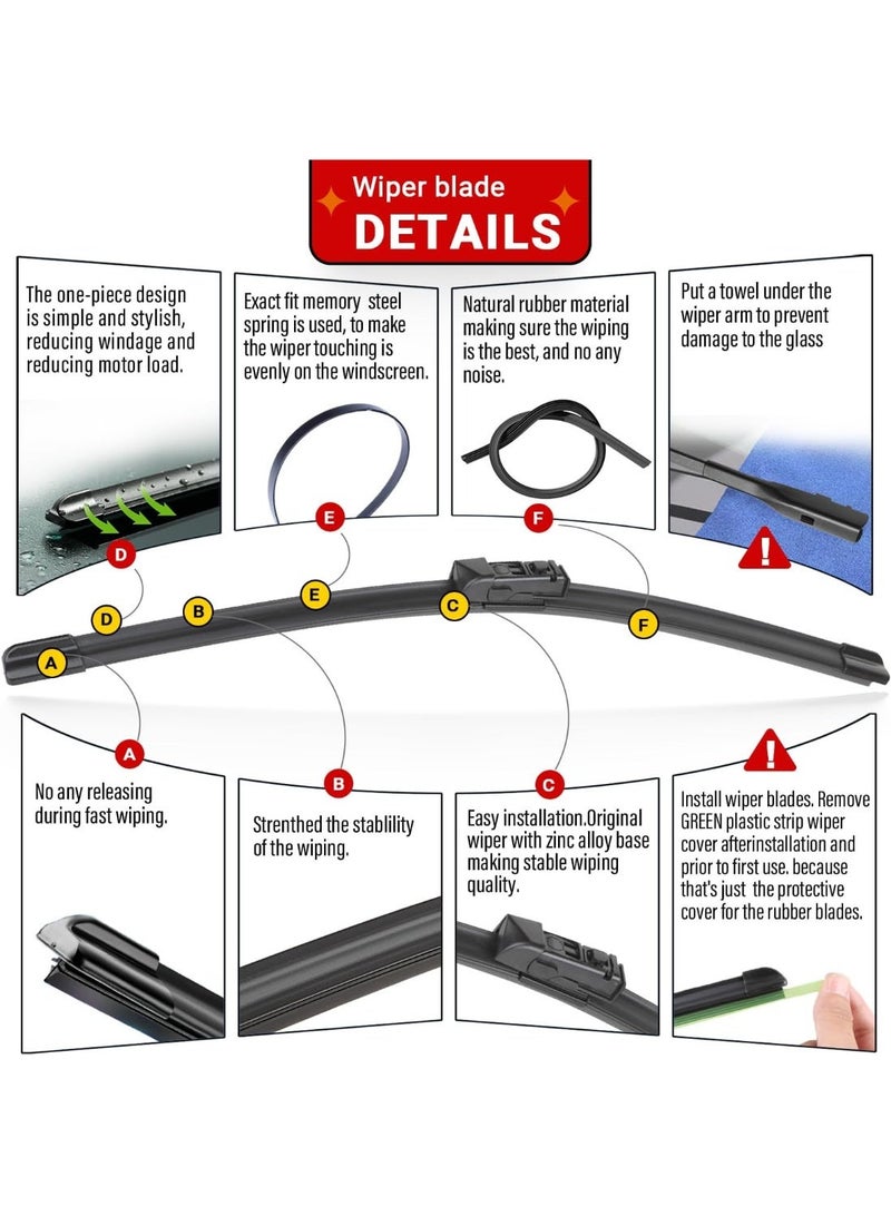 استبدال شفرات مساحات الزجاج الأمامي لتويوتا CHR C-HR 2018 2019 2020 2021 جودة المصنع الأصلية، مجموعة شفرات المساحات الأمامية والخلفية للسيارة - 26" 16" 14" (مجموعة من 3 قطع) - Image 5